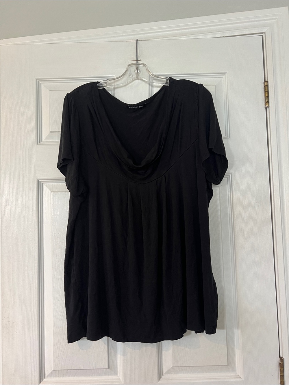 Addition Elle Black Draped Cowl Short Sleeve Top